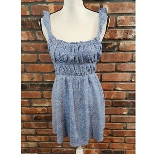 Cotton Candy LA Ruffled Sleeveless A-line Mini Dress in Blue & White Women's M